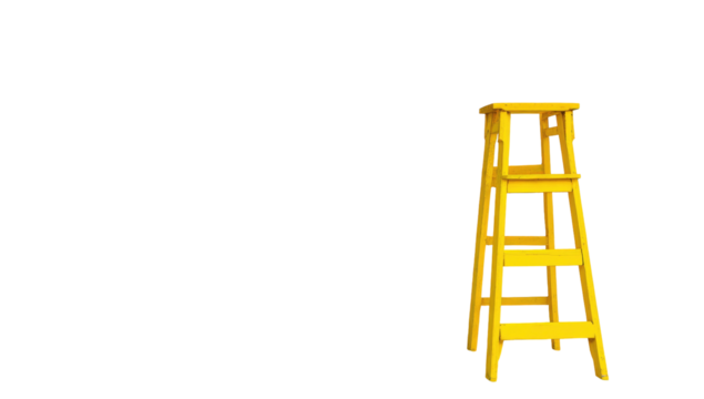 A bright yellow step stool isolated against a pure black background, ready for use