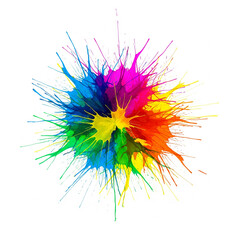 Vibrant Paint Splatter Burst with Rainbow Colors