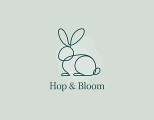 This logo captures a minimalist rabbit design, embodying themes of growth and playfulness. Perfect for branding related to nature, gardening, or children's products.