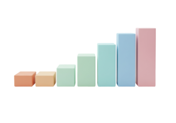 Pastel wooden blocks isolated on white, colorful toy building blocks in a row for kids learning and creative play