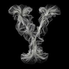 Letter Y Elegant Chiffon Ruffles Letters Overlays Collection for Creative Designs and Digital Crafts with Soft Focus and Pastel Colors