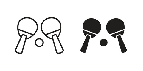 Ping pong icon flat black and white logo