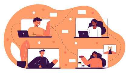 Diverse group of professionals engaging in a virtual meeting, showcasing collaboration and connectivity.