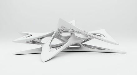 Abstract White Futuristic Sculptural Form Artistic Modern Design