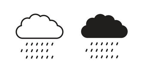 Rain icon flat black and white logo