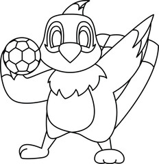 Obraz premium Parrot Handball player Handball Animal Vector Graphi Art Illustration