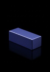 Blue Rectangular Prism on Black Background with Reflective Surface Modern Minimalistic Geometric Shape