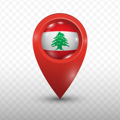 Location Flag of Lebanese with red color and transparent background, Vector Illustration.