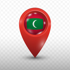 Location Flag of Maldives with red color and transparent background, Vector Illustration.