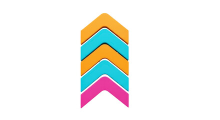Colorful Stacked Arrows Pointing Upwards Representing Progress and Growth.