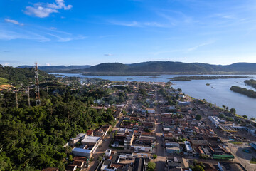 Beautiful view of the city of S&atilde;o F&eacute;lix do Xingu skyline and the Xingu River in the Amazon rainforest. Concepts of climate, environment, ecology, conservation, climate change, global warming.