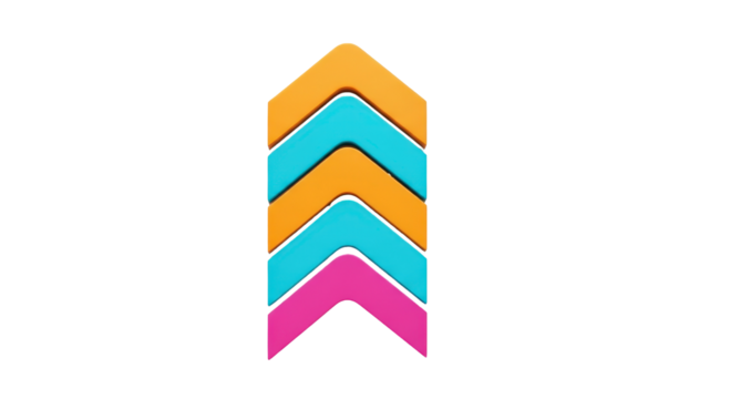 Colorful Stacked Arrows Pointing Upwards Representing Progress and Growth.
