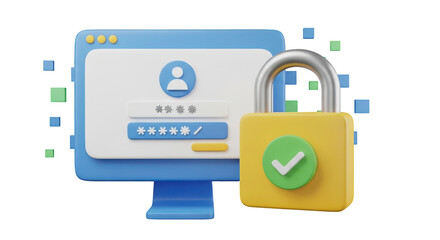 Computer Security Login with Padlock for Data Protection.