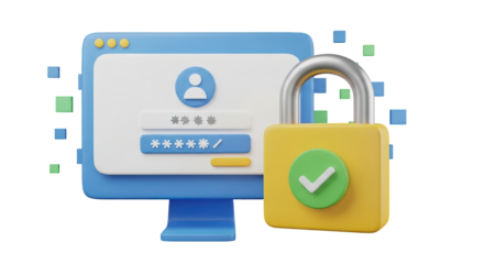 Computer Security Login with Padlock for Data Protection.