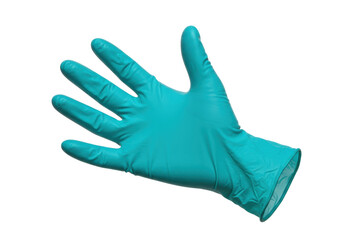 Isolated Turquoise glove to protect against viruses and bacteria while working, medical
