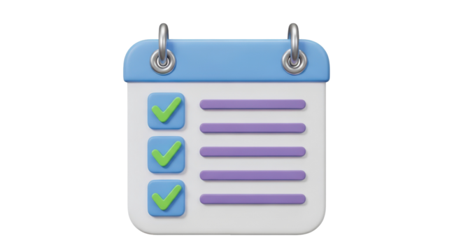 Digital calendar with check marks representing completed tasks and goals achieved.