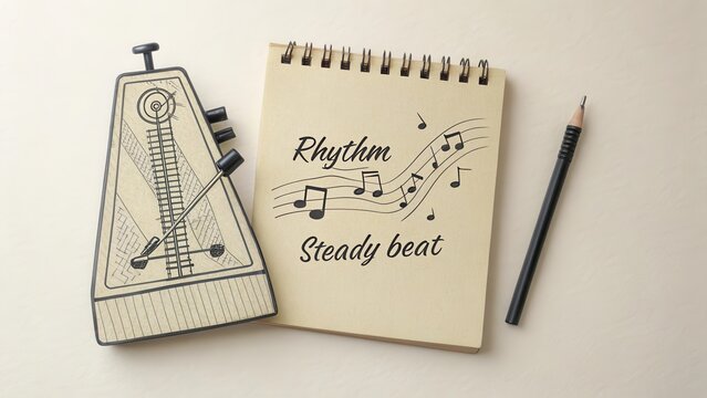 Notebook Sketch with Music Notes and Rhythm Concept