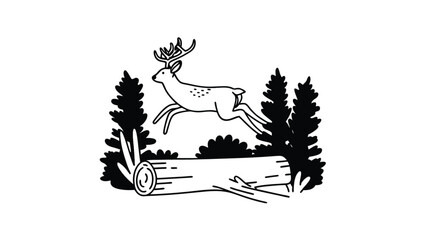 Deer jumping in jungle black