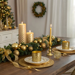 beautiful table setting with christmas decorations