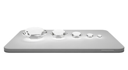 Water droplets on a flat surface showcasing surface tension and reflection.