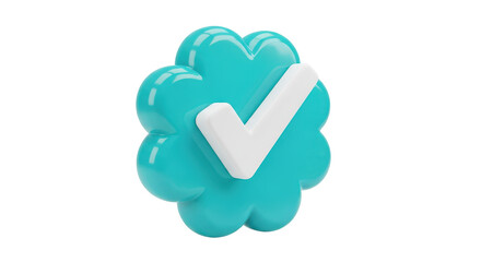 Turquoise Verification Badge with White Checkmark Symbolizing Authenticity and Trust.