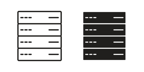 Server rack icon flat black and white logo