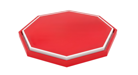 Red Octagonal Blank Sign with White Border.