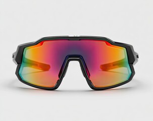 Bold, black sports eyewear with vibrant, mirrored lenses
