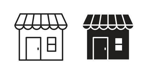 Shop icon flat black and white logo
