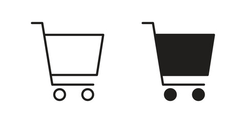 Shopping cart icon flat black and white logo