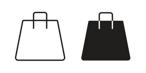 Shopping bag icon flat black and white logo