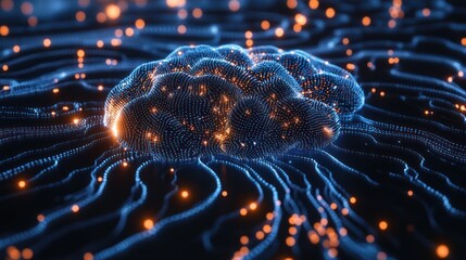 Abstract digital brain network, futuristic design, background for technology