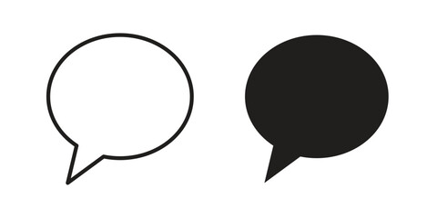 Speech bubble icon flat black and white logo