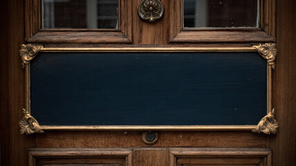 Elegant Merry Christmas Sign with Gold Calligraphy and Ornate Baroque Decorative Frame on Dark Background