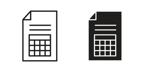 Spreadsheet icon flat black and white logo