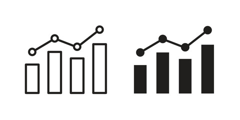 Statistics icon flat black and white logo