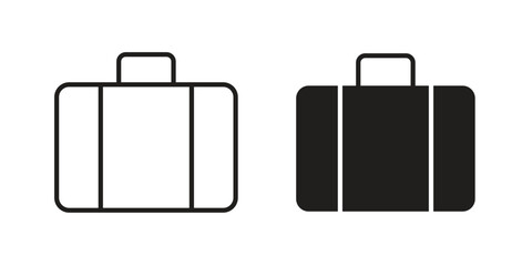 Suitcase icon flat black and white logo