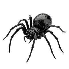 Obraz premium Black spider figurine or digital render isolated on a dark background, perfect for Halloween or nature themes.