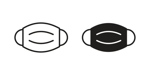 Surgical mask icon flat black and white logo
