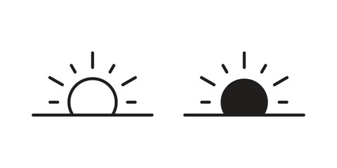 Sunrise icon flat black and white logo