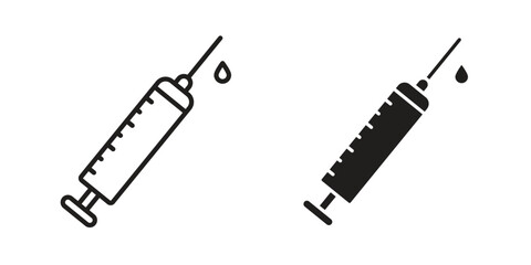 Syringe icon flat black and white logo