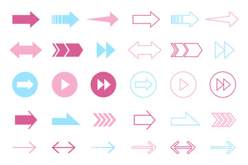 シンプルでポップな矢印ベクトルデザイン　パステルカラー