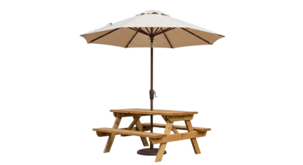 Rustic Wooden Picnic Set Outdoor Furniture with Umbrella