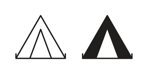 Tent icon flat black and white logo