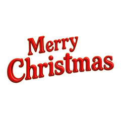 Merry christmas red text isolated on transparent background for christmas holiday celebration and decoration, festive season, and greeting card design element