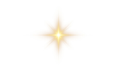 Fototapeta na wymiar Digital star PNG burst with golden light and glowing sun rays, bright flare and sparkle overlay on transparent background.