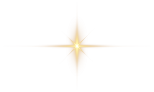 Falling star PNG overlay with soft glow and lens flare, shining starlight on transparent background for galaxy and night sky compositions.