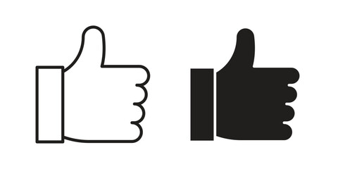 thumbs up icon flat black and white logo