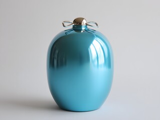 Elegant turquoise vase with silver accent, a stylish decorative object for home decor.