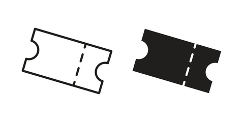 Ticket stub icon flat black and white logo